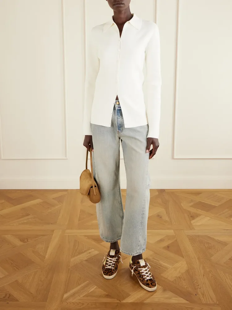 Super-Star Horsy distressed animal-print calf-hair and leather sneakers