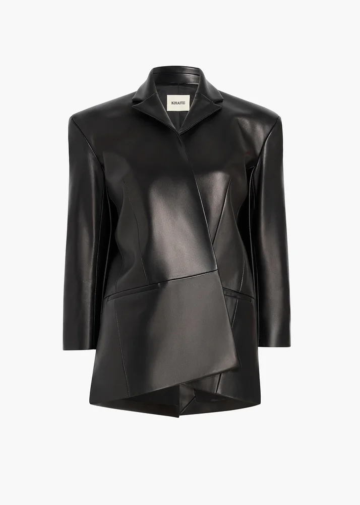 Khaite Palto Jacket in Black Leather
