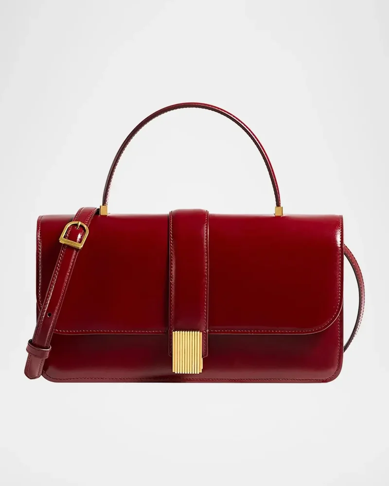 Blake Glossy Leather Top-Handle Bag