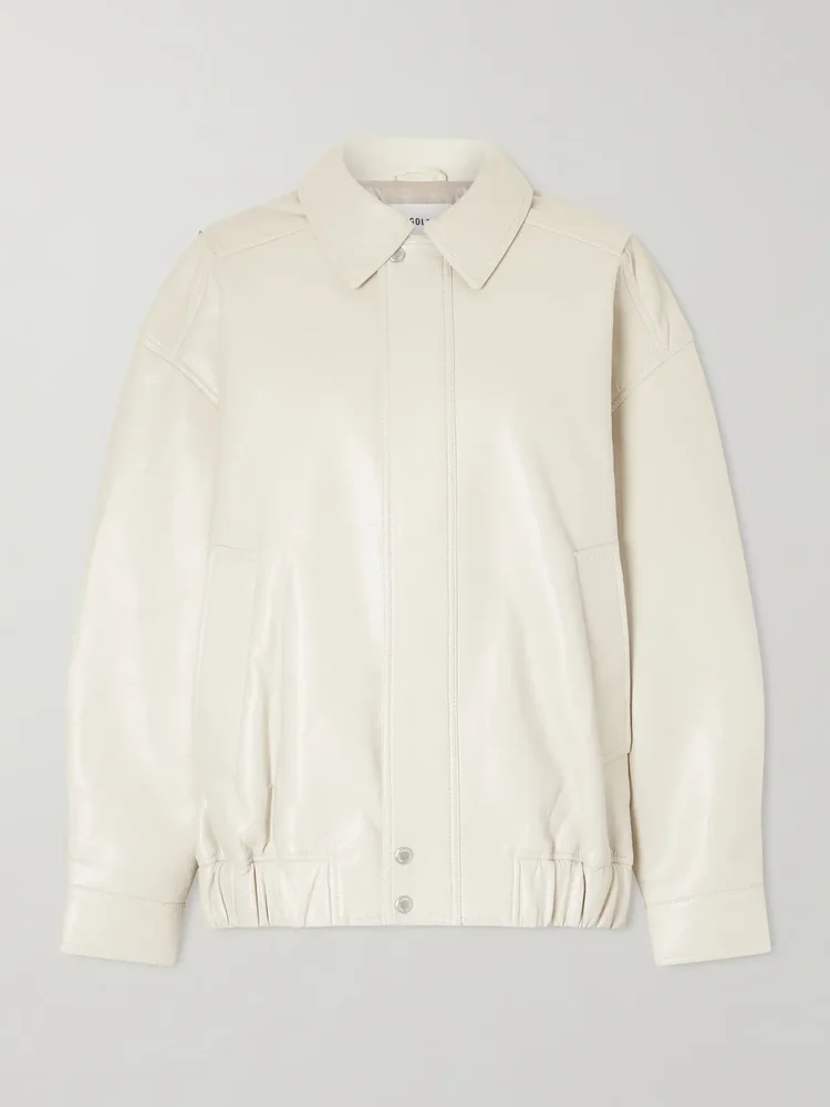 Aston recycled leather-blend bomber jacket