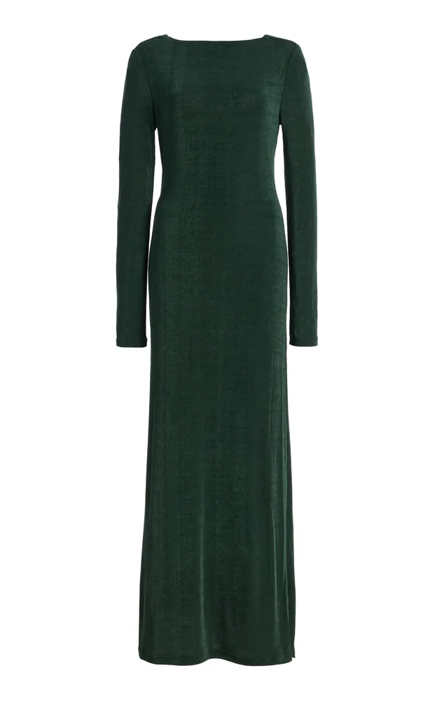Luna Draped Jersey Open-Back Maxi Dress