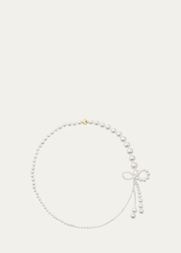 Peggy Rosette Graduated Freshwater Pearl Necklace with Bow
