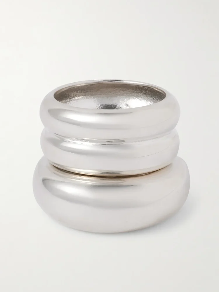 Set of two recycled sterling silver rings
