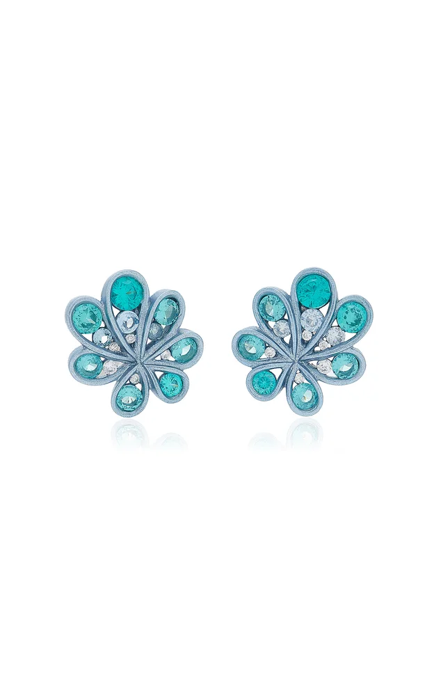 Ocean Aluminum and Rhodium Multi-Stone Earrings