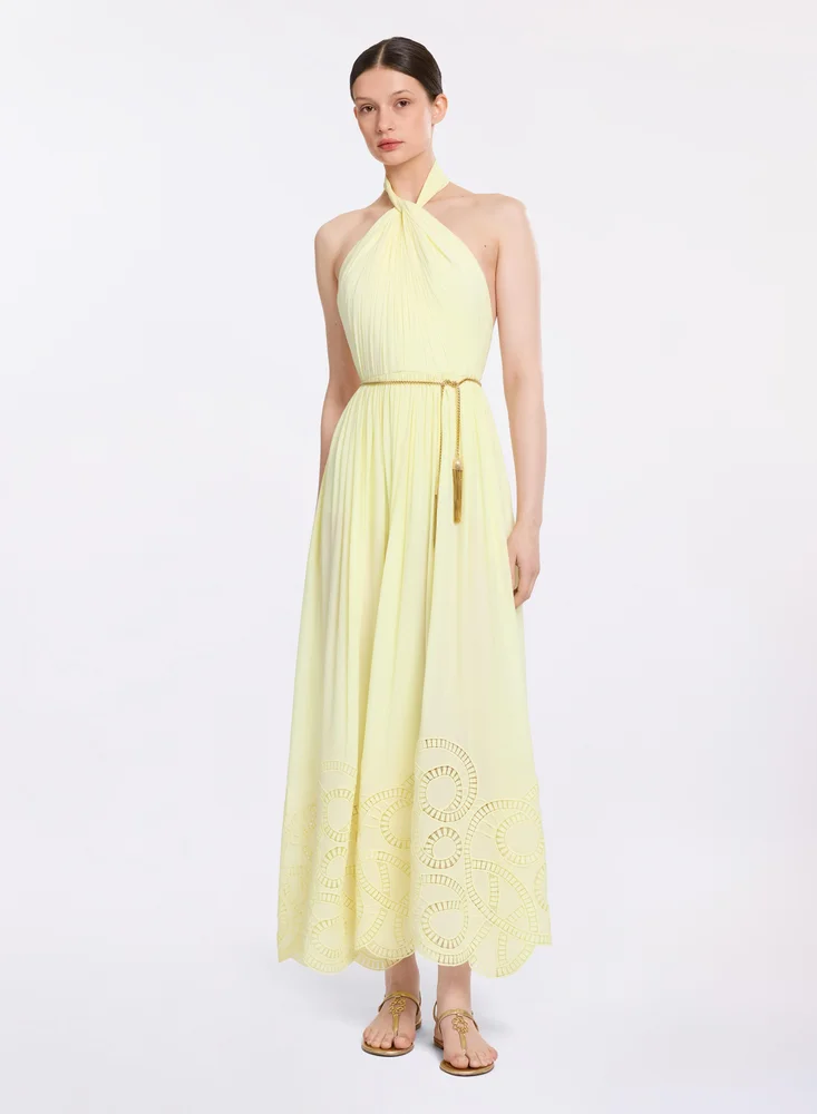 Silk & Macramé Midi Dress