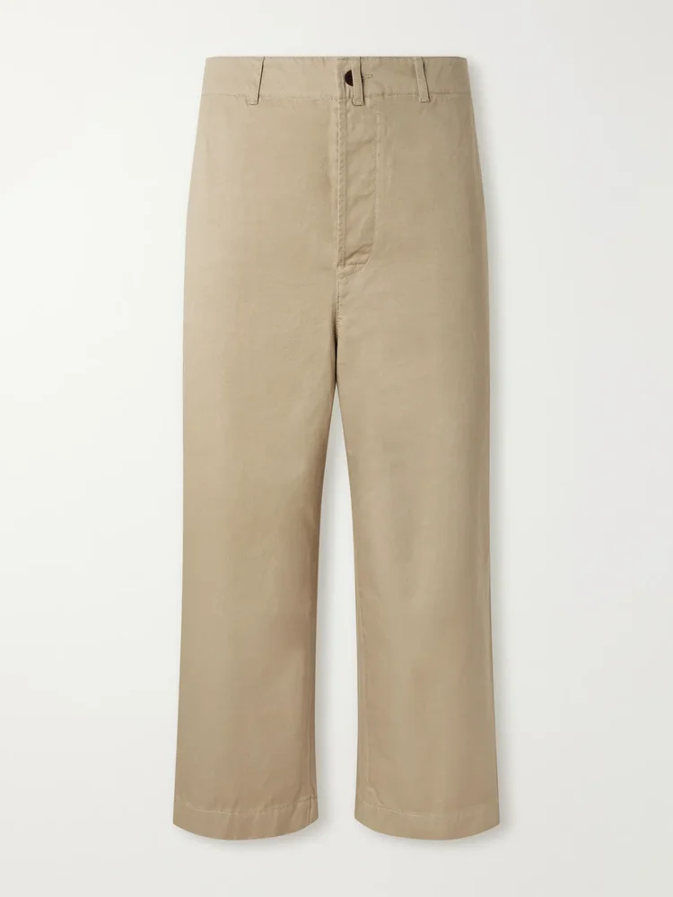 Straight-Leg Garment-Dyed Cotton-Gabardine Trousers