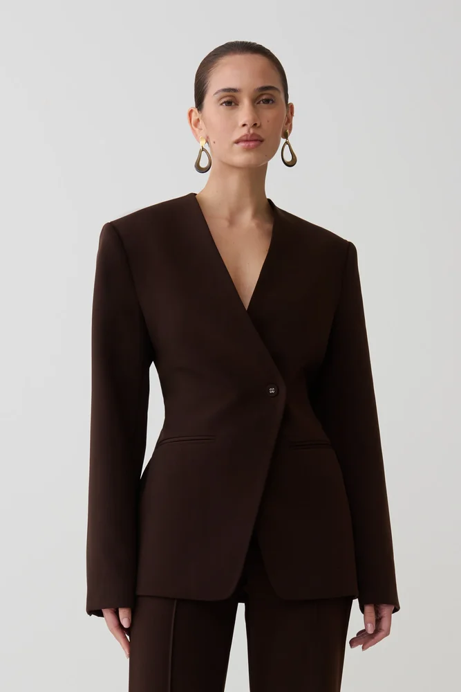 Mila Shaped Blazer - Tan Check
