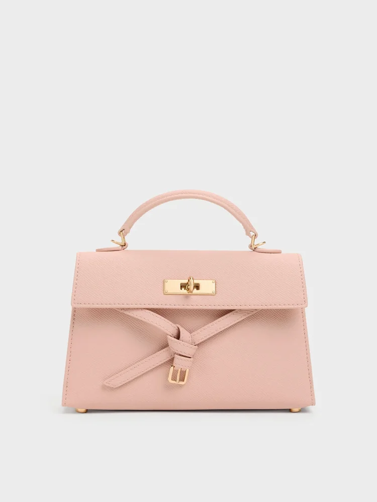 Tricha Knotted-Belt Top Handle Bag, Pink