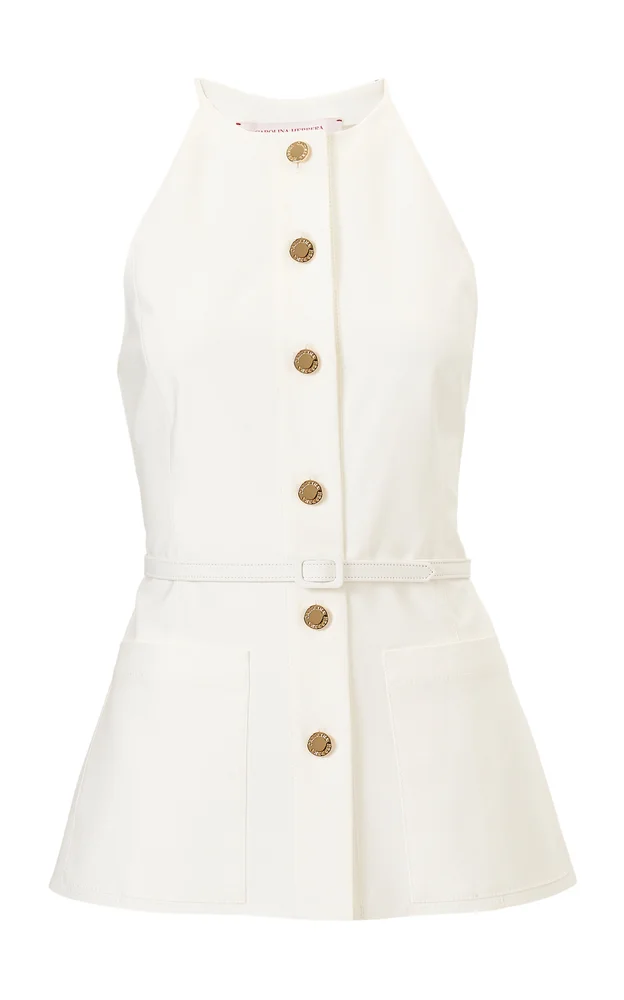 Belted Cotton Sateen Top