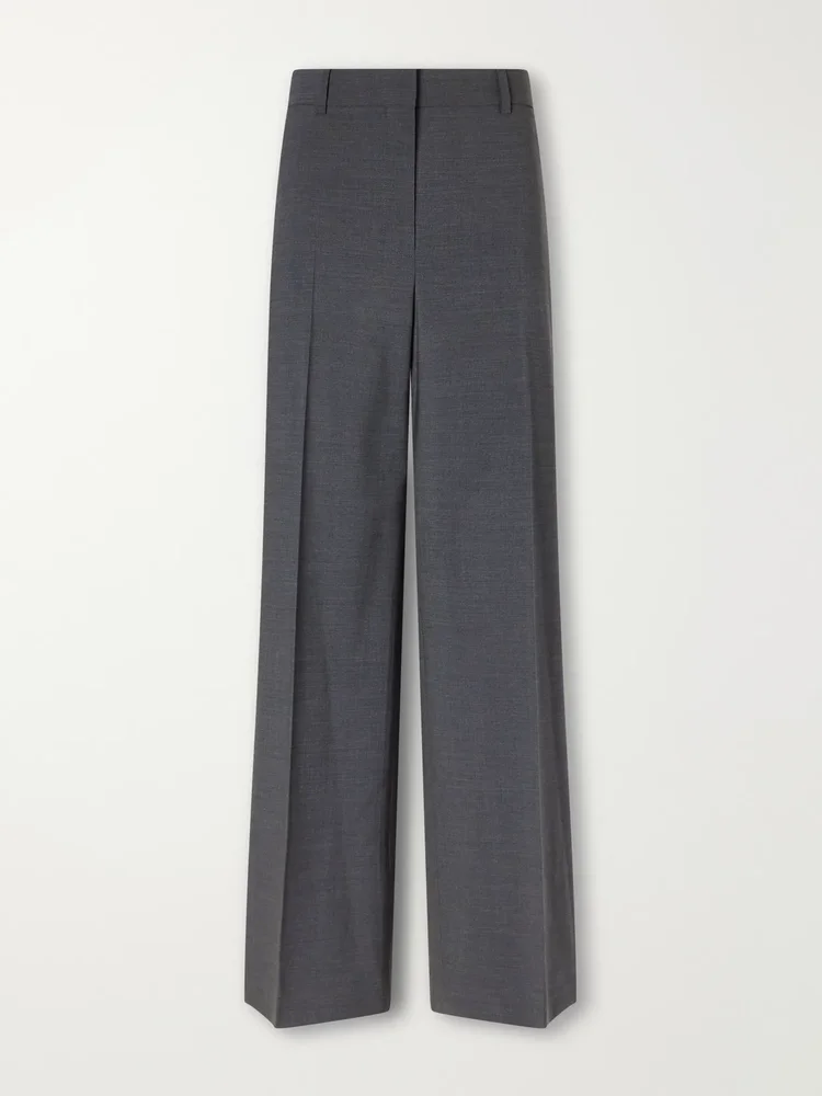 Stretch-wool straight-leg pants