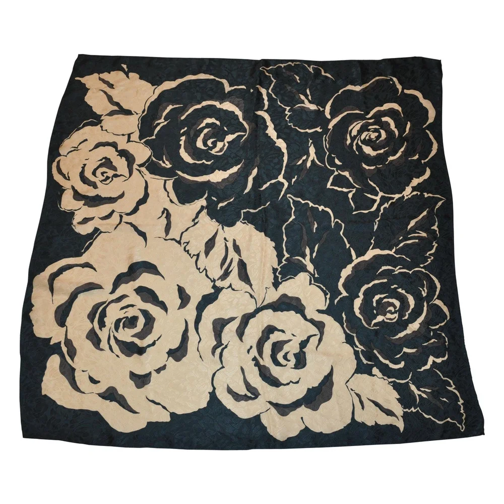 Hiroko Kapp Forest Green "Multi Floral on Floral Roses" Silk Jacquard Scarf