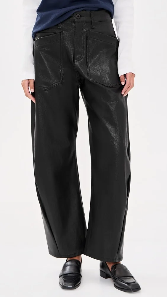Faux Leather Twisted Barrel Pants