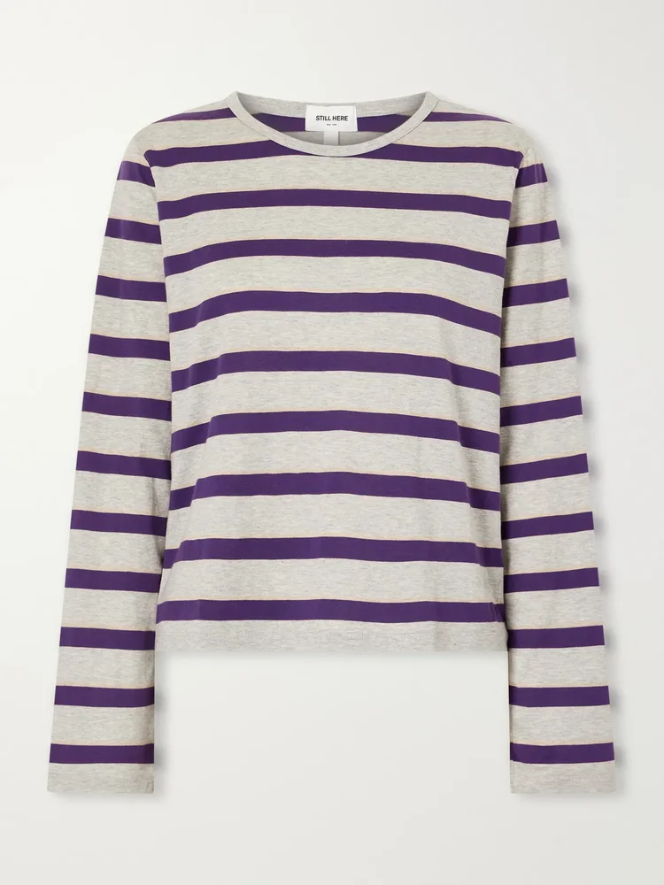 Striped cotton-jersey T-shirt