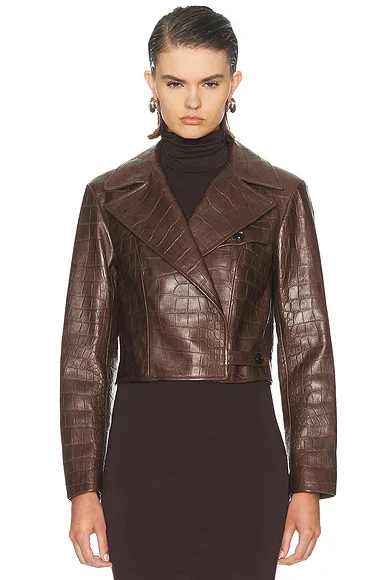 Printed Leather Jaxson Lined Moto Jacket