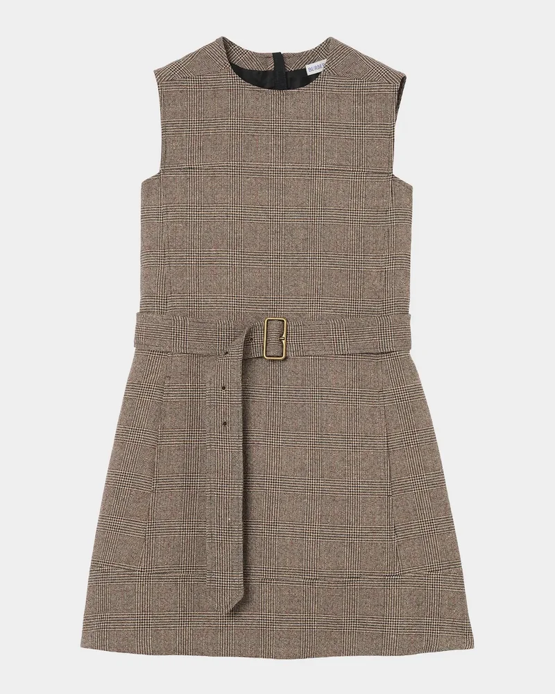 Alix Sleeveless Prince of Wales Check Belted Mini Dress