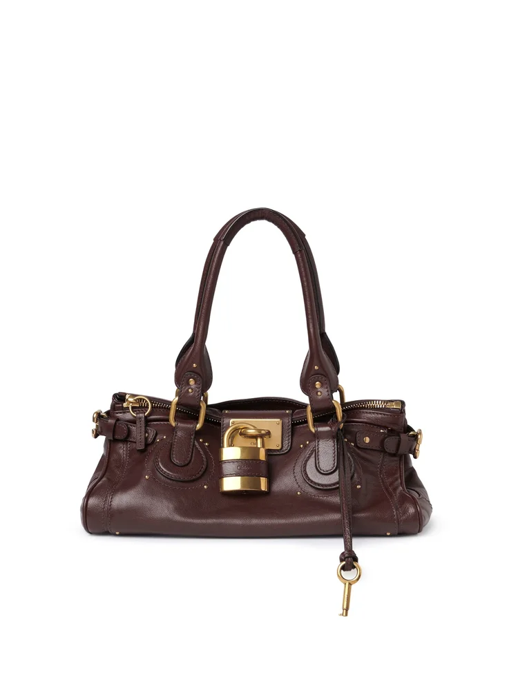 Paddington Bag in Grained Leather, Grenat