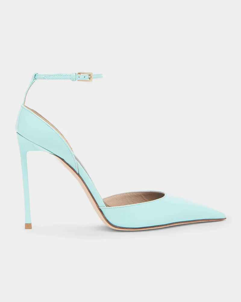 105mm Patent Leather Ankle-Strap Pumps