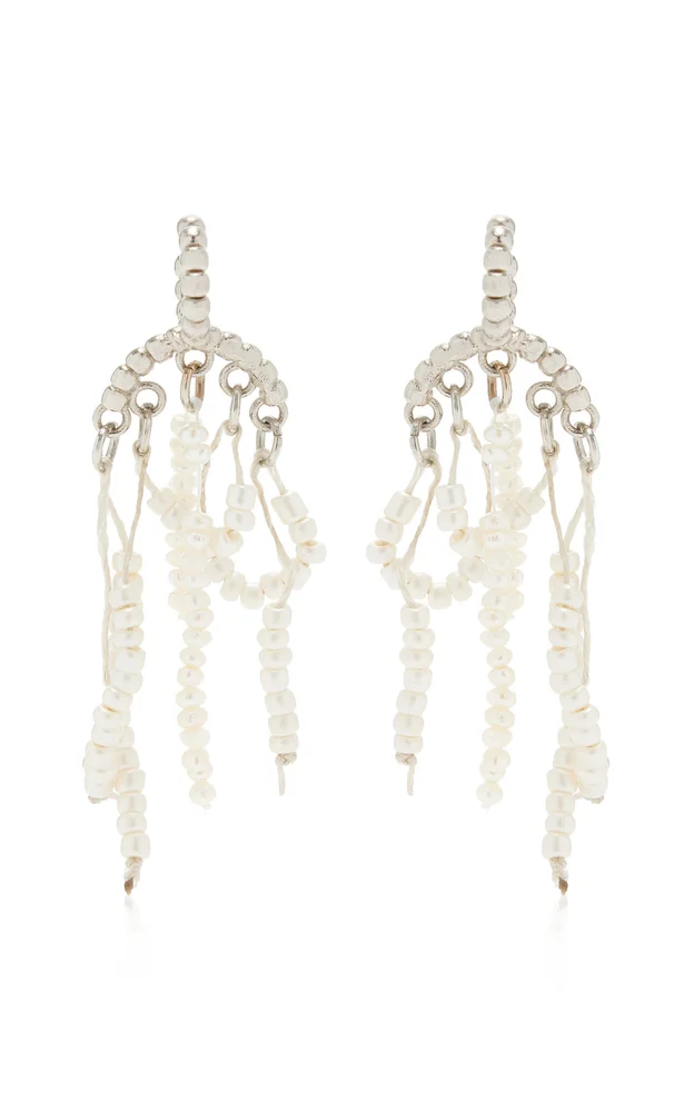 Short Tassel Brass Glass Earrings