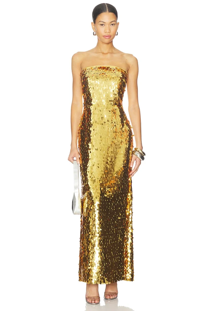 Sculpty Strapless Sequin Dress
