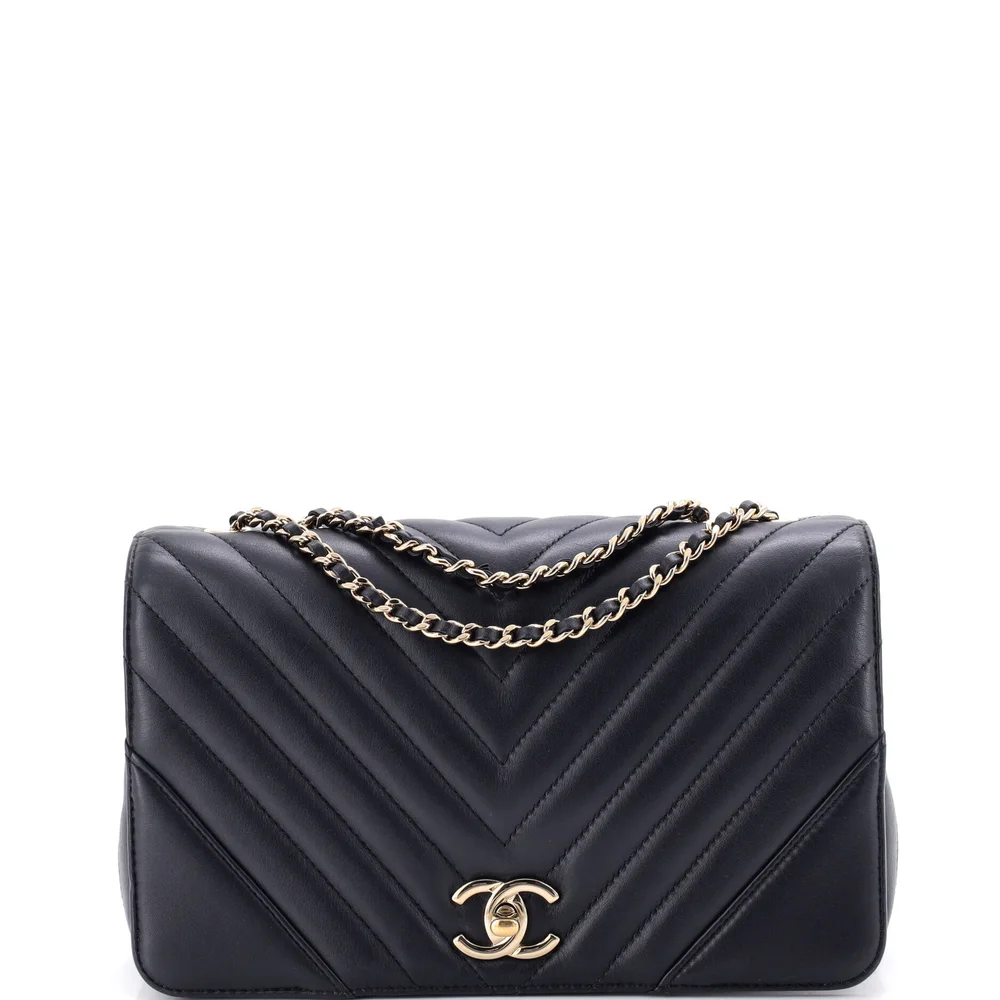 Statement Flap Bag Chevron Calfskin Small