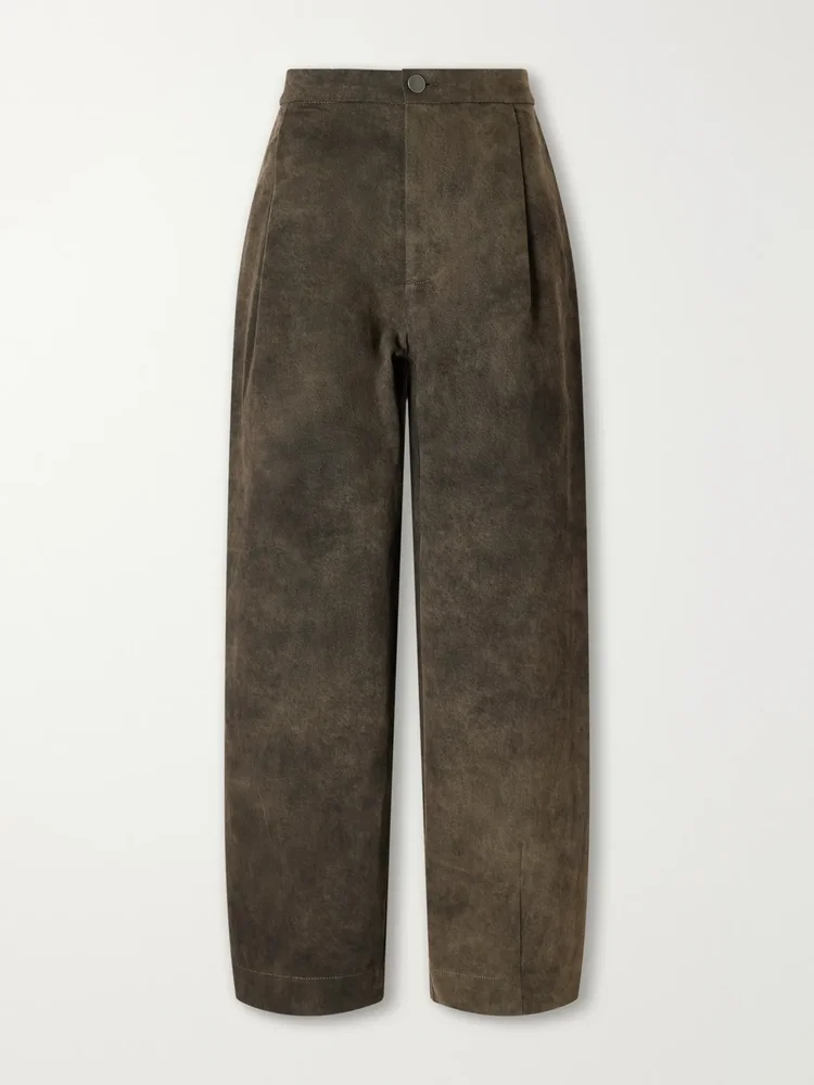 Pleated cotton-twill tapered pants