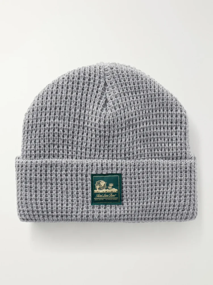 Logo-Appliquéd Waffle-Knit Beanie