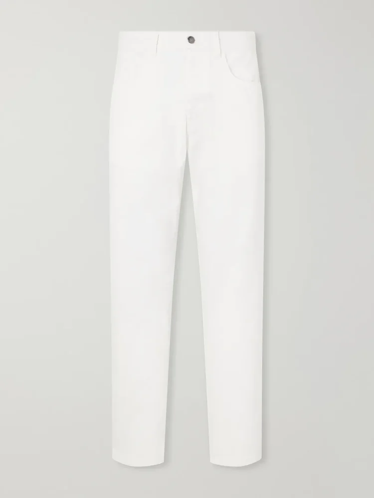 Straight-Leg Cotton-Twill Trousers