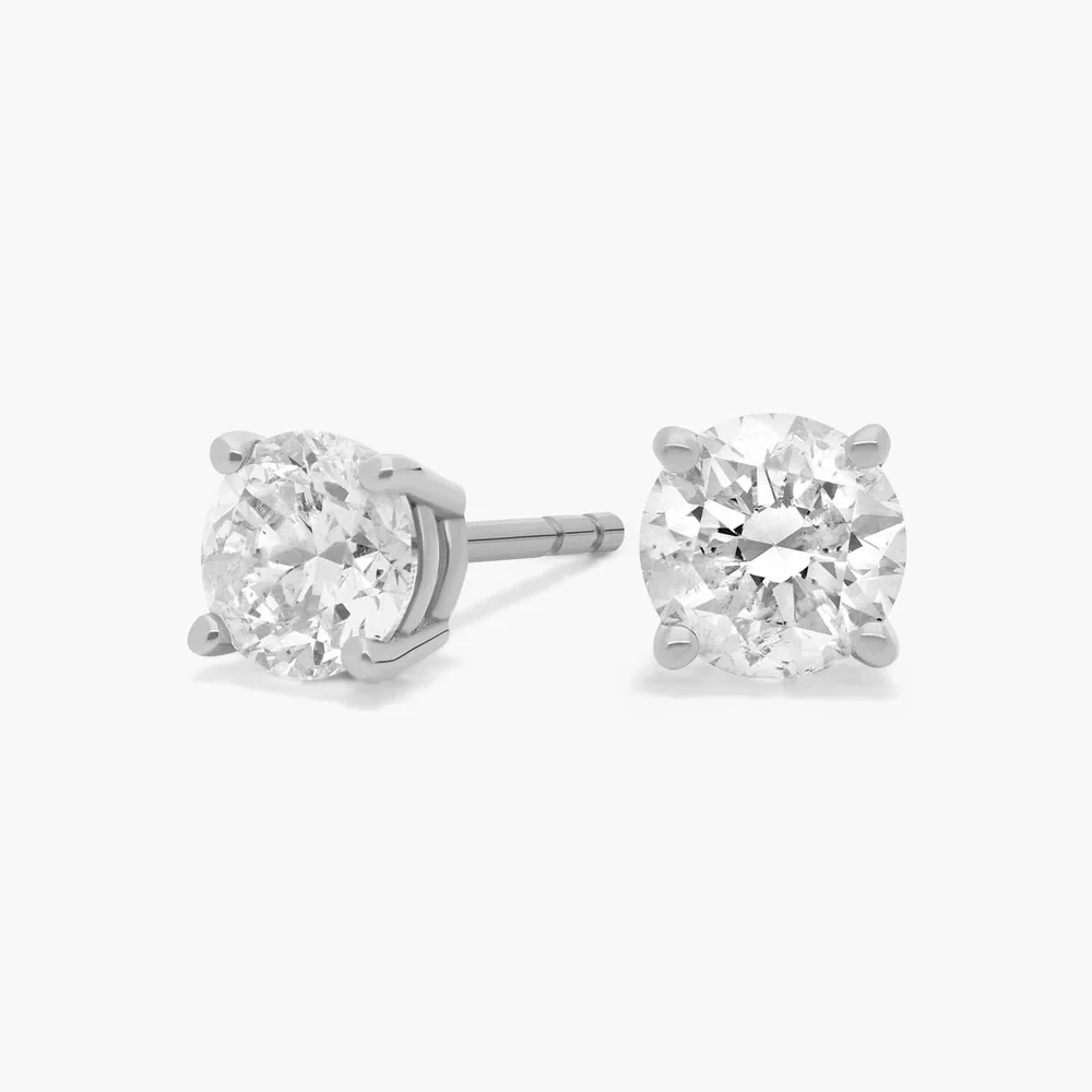 Diamond Stud Earrings in 14k White Gold (1 ct. tw.)