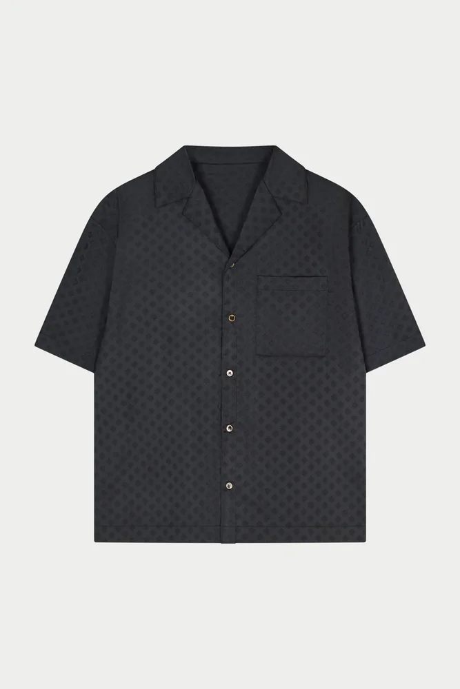 SATIN JACQUARD SHIRT - BLACK