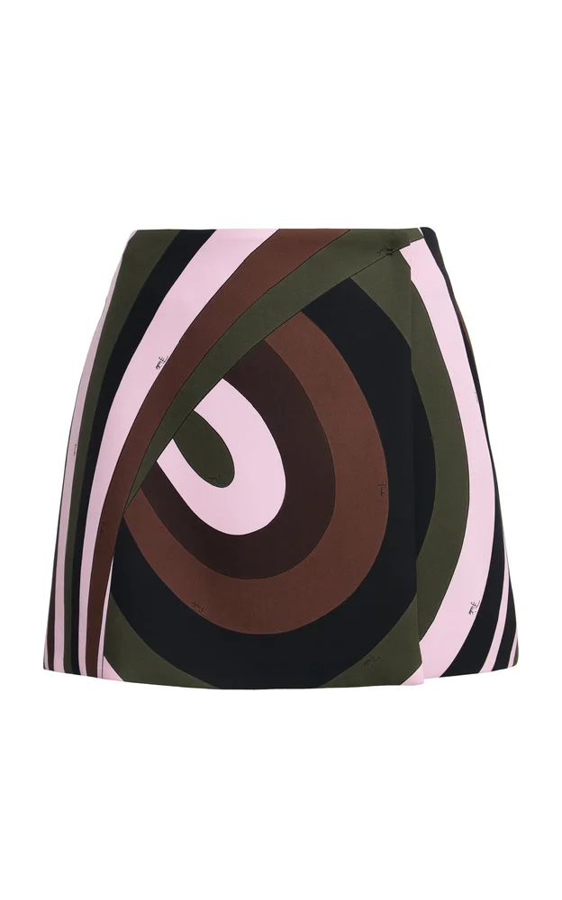Printed Silk-Twill Mini Skirt