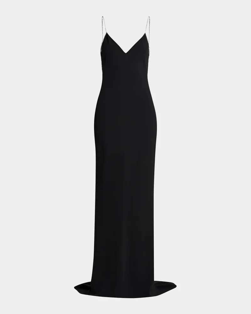 V-Neck Open-Back Trumpet Gown