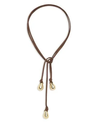 Yara Triple Nugget Suede Lariat Necklace
