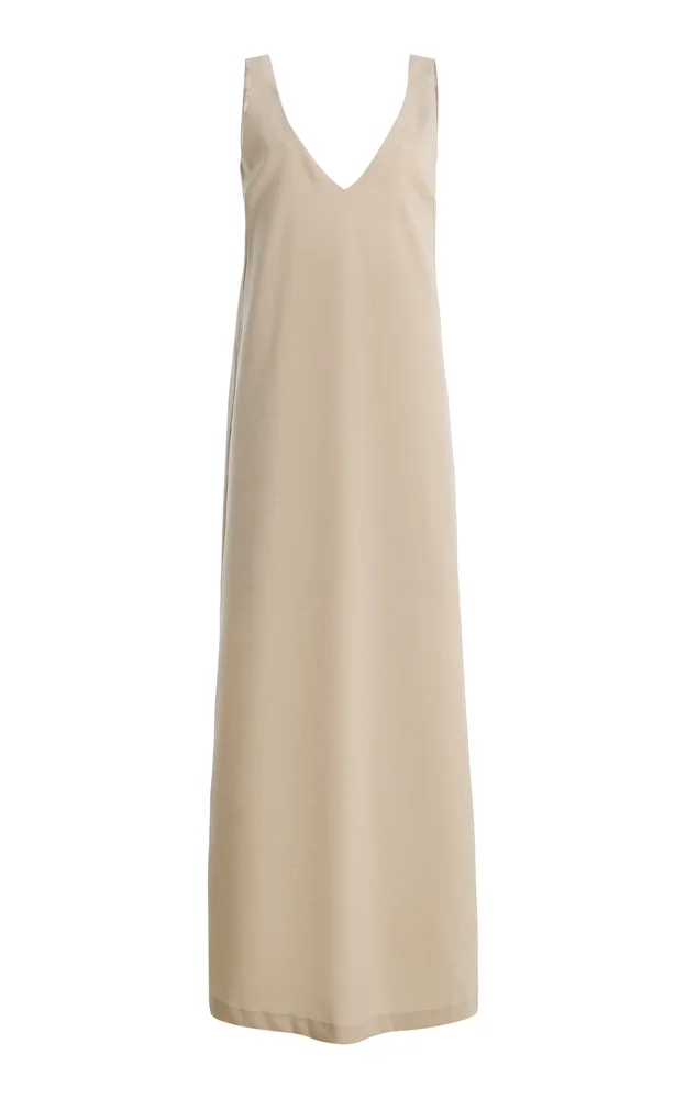 V-Neck Wool-Blend Maxi Dress