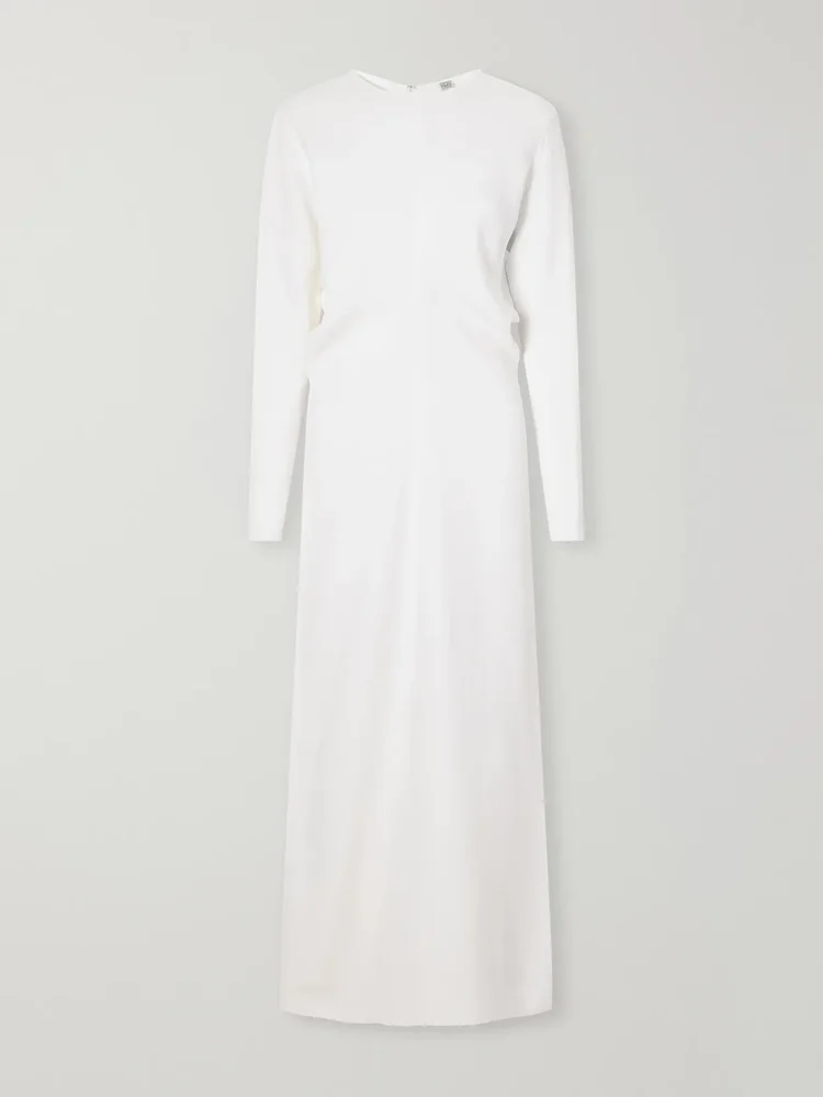 Gathered crepe maxi dress