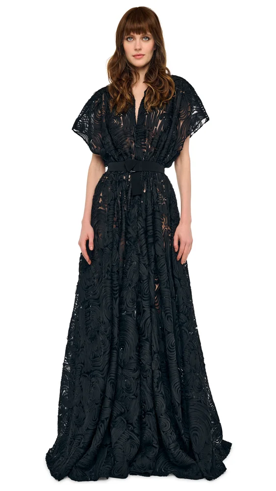 OVERSIZED NK SLEEVELESS FLARED GOWN