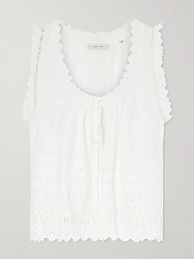 Toussine gatehred broderie anglaise cotton top