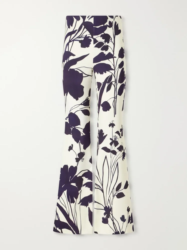 pisa floral print stretch crepe wide leg pants