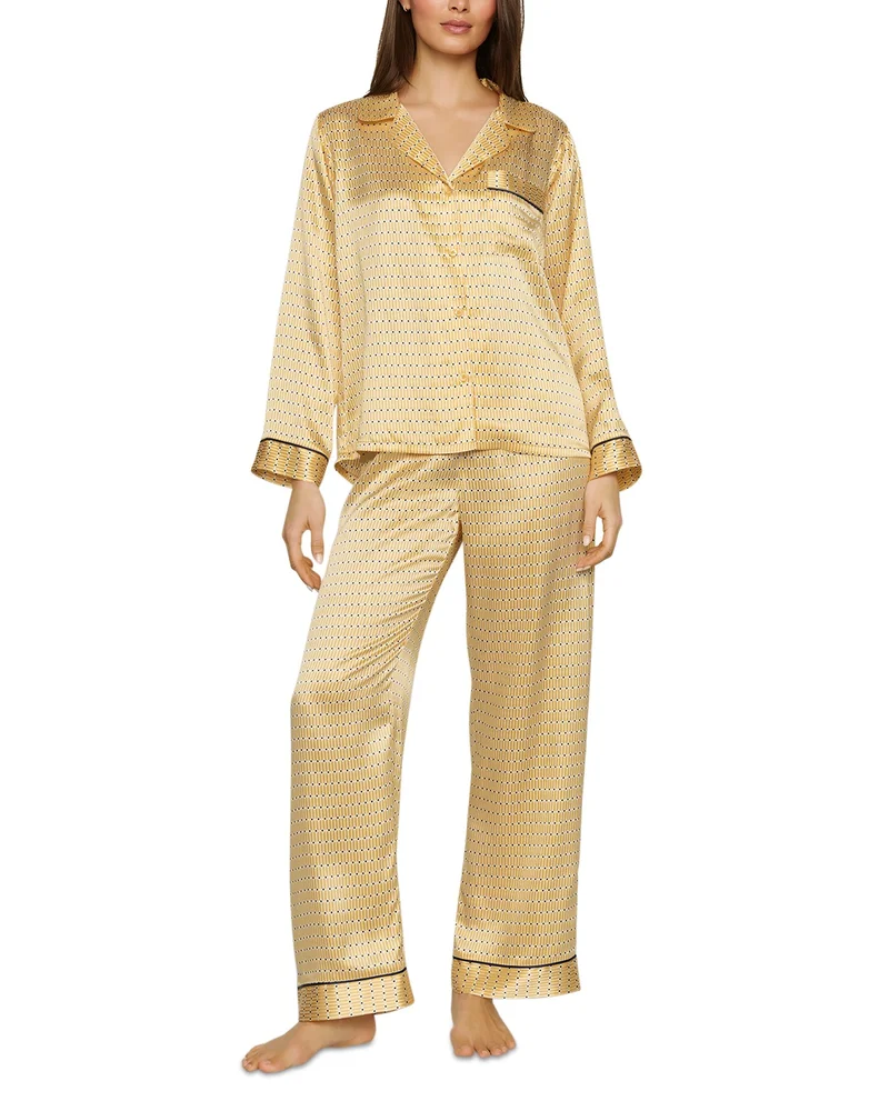 Inez Printed Washable Silk Long Pajama Set