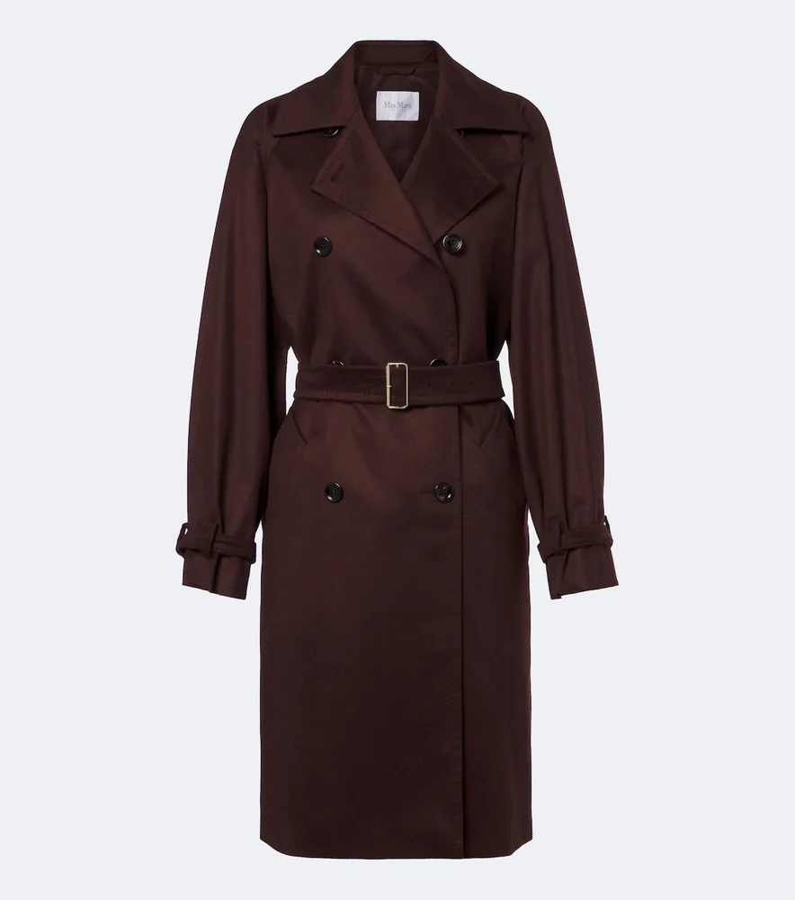 Double-breasted cashmere trench coat