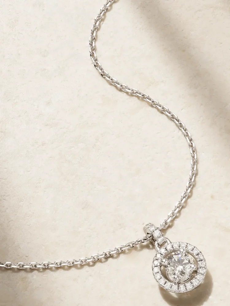 Aura 18-karat white gold diamond necklace