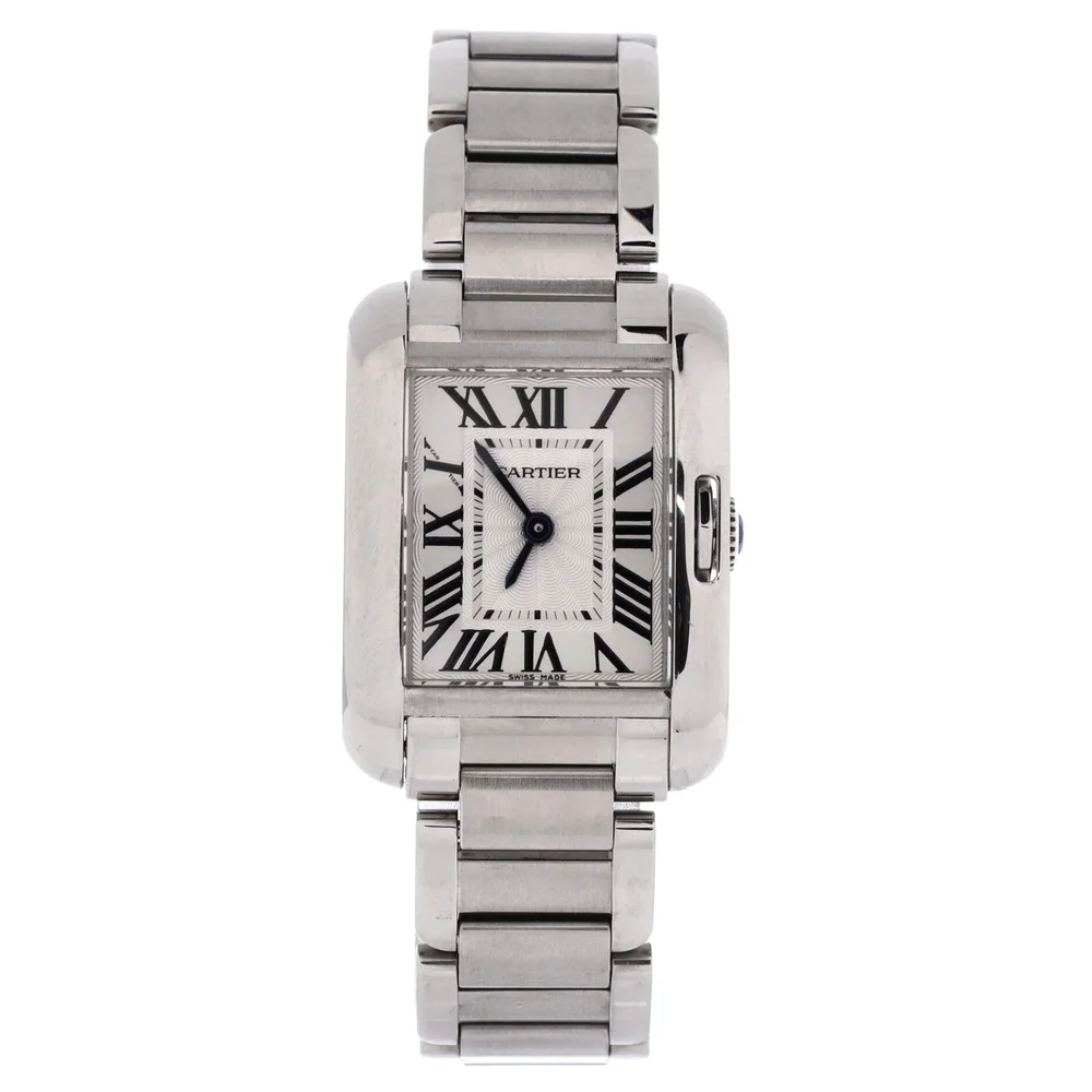 Pre-Owned Tank Anglaise Quartz Watch Stainless Steel 23, Great Condition
