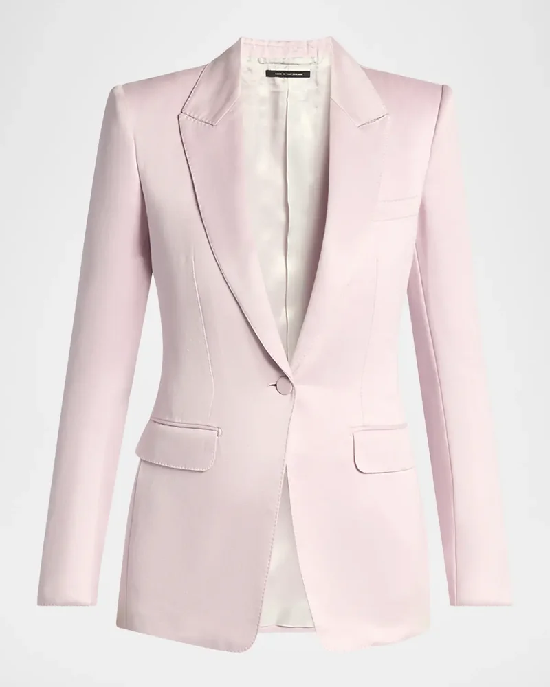 Single-Breasted Silk Blazer Jacket