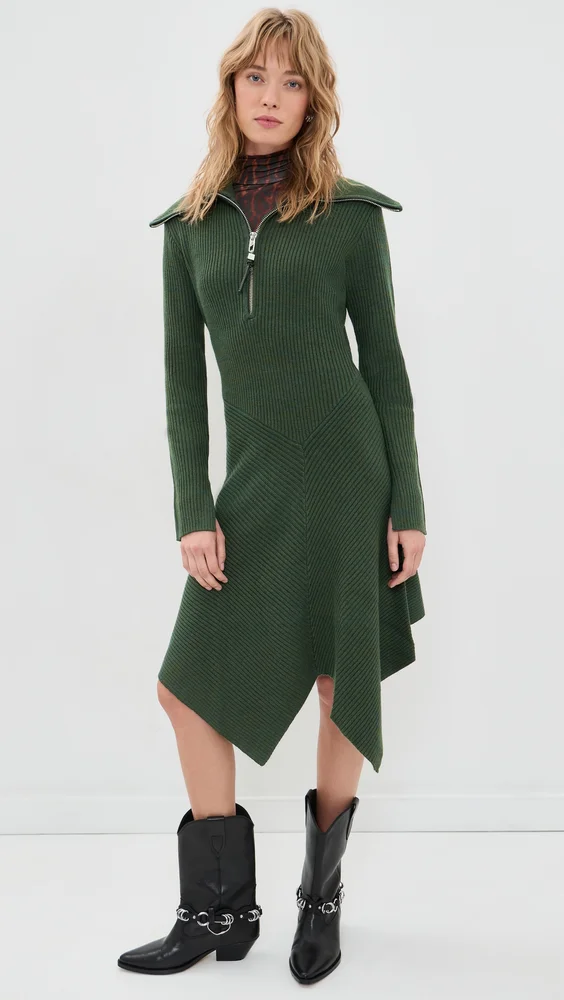 Ribbed Merino Zip Dress