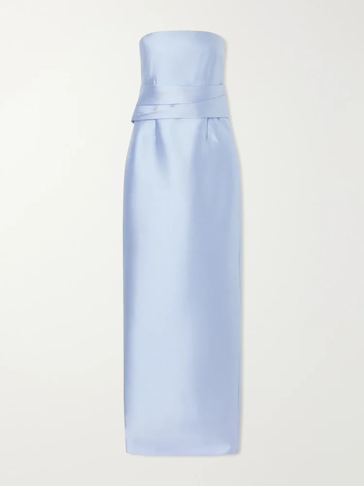 Ingrid pleated satin-twill gown