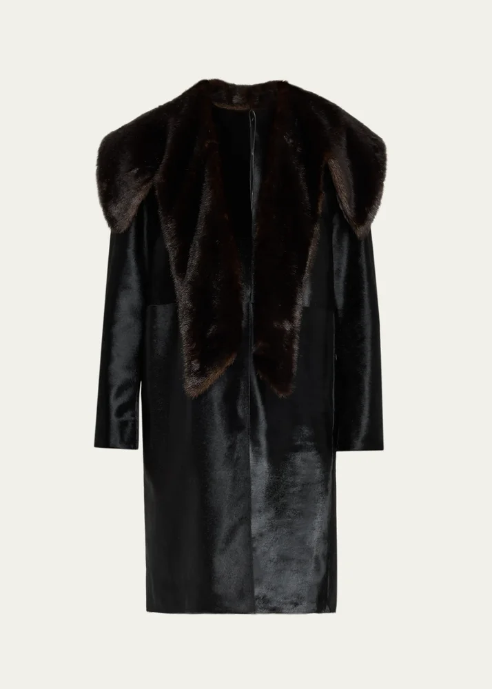 Lotta Oversized Calf Hair and Suede Coat