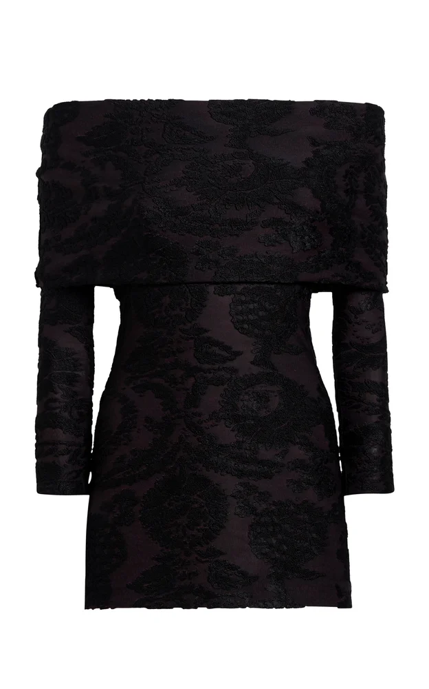 Flocked Stretch-Velvet Longline Top