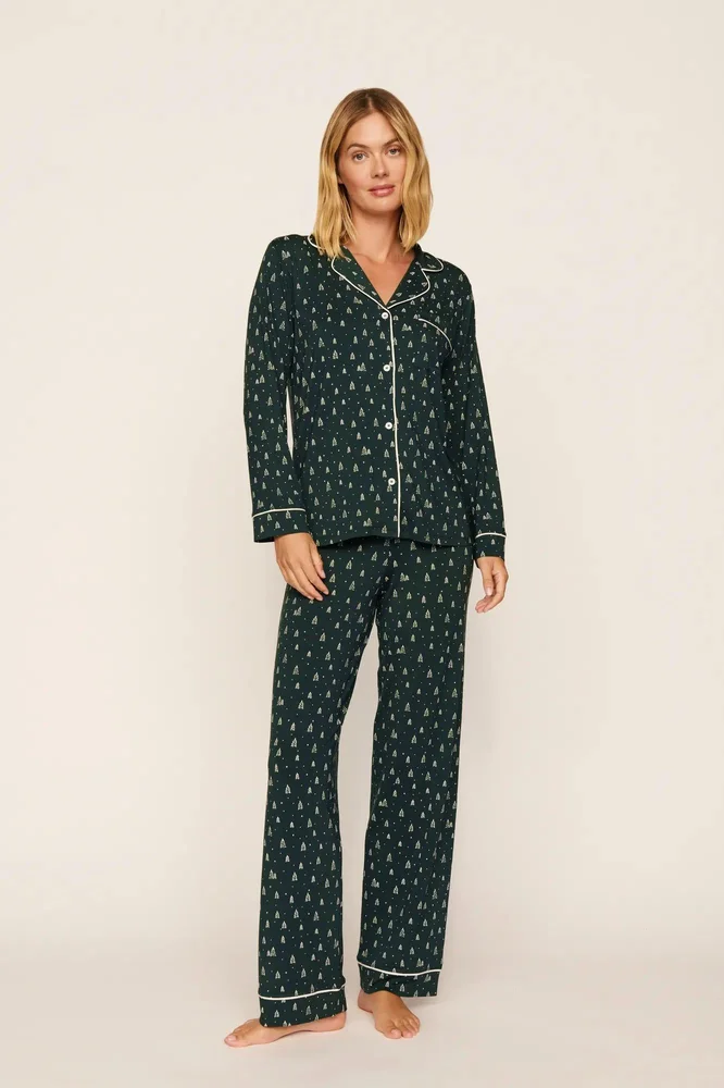 Gisele Printed TENCEL Modal Long PJ Set in Winter Pine