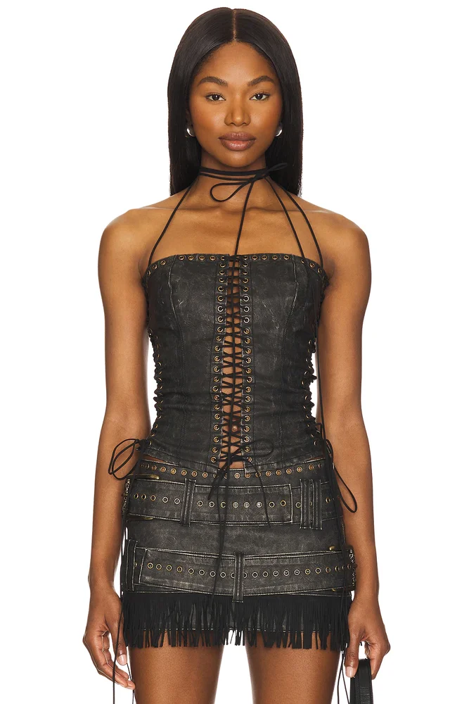Longline Lace Up Halter Corset