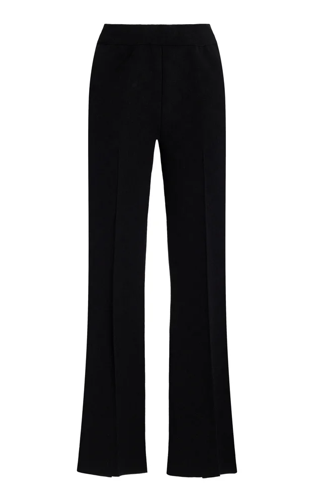 Long Kick Flared Stretch-Cotton Knit Pants