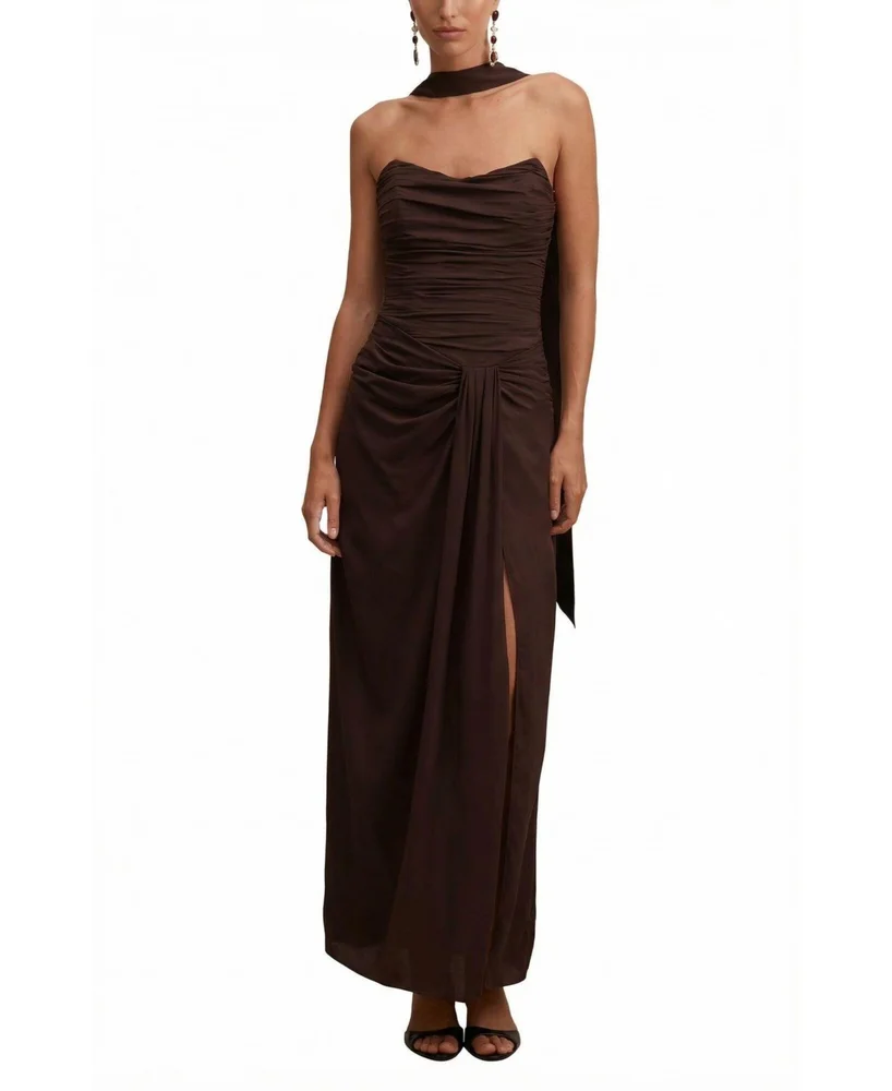 Arli Strapless Ruched Maxi Dress